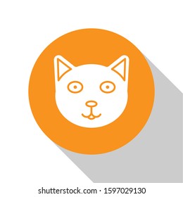 White Pet icon isolated on white background. Orange circle button. Vector Illustration