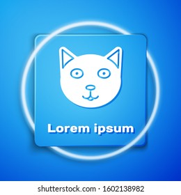 White Pet icon isolated on blue background. Blue square button. Vector Illustration