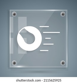 White Pet toys ball icon isolated on grey background. Square glass panels. Vector