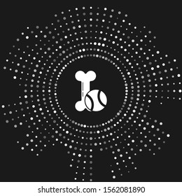 White Pet toys bone rubber and ball icon isolated on grey background. Abstract circle random dots. Vector Illustration
