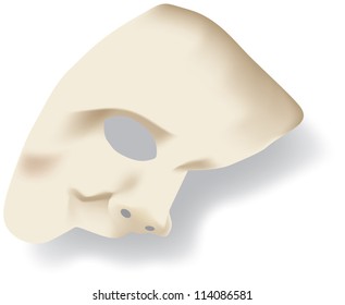 White phantom of the opera half face mask isolated on white background