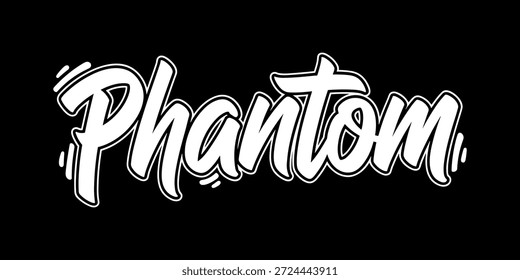 White Phantom Text on Black Background Graffiti Style