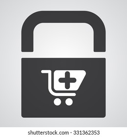 White Pharmacy Store icon on black pad lock