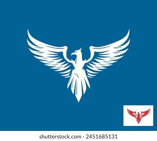 WHITE PHOENIX BIRD LOGO, great silhouette of abstract bird vector illustrations