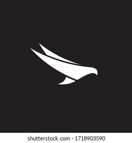 White phoenix logo design in black background template