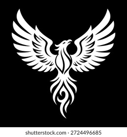 White Phoenix Tribal Tattoo Vector Logo Template