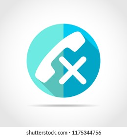 White phone in flat design with long shadow. Vector illustration. Simple phone icon on blue round button.