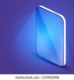 White phone in the form of a left isometric.