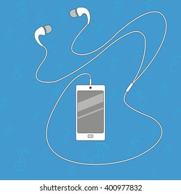 white phone with headphones 