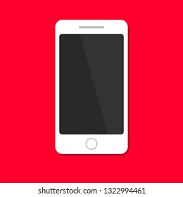 White phone icon isolated on red background. Smartphone vector flat icon, sign, symbol, and pictogram. EPS10
