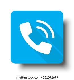 White Phone icon on blue web button