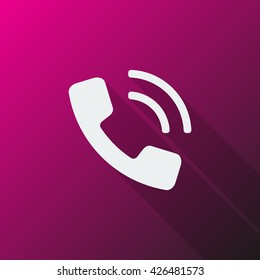 White Phone icon on pink background