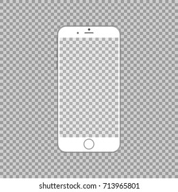 White phone mock up with transparent screen and vackground