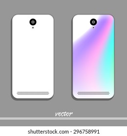 White phone in rainbow cover. Vector illustration. 10 EPS