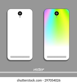 White phone in rainbow cover. Vector illustration. 10 EPS