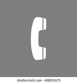 White phone vector icon. Gray background
