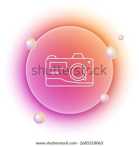 White Photo camera icon isolated on white background. Foto camera icon. Orange and pink gradient circle background. Vector