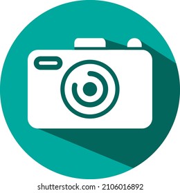 Cámara fotográfica blanca, ilustración, vector sobre fondo blanco.
