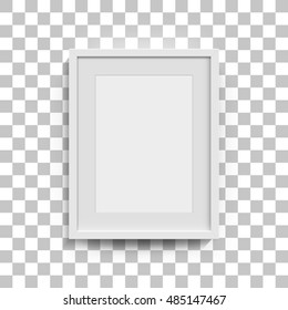 White photo frame mockup. Vector 3D picture frame design vector for A4 image or text