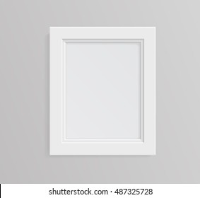 White photo frame on gray background