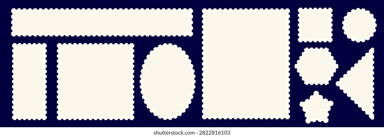 White photo frame package frame. Old zigzag line border. Album vector paper design. Blank Isolated Airplane Mail Element