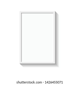 White photo frame. Picture frame for photographs. Isolated picture frame mockup template on white background