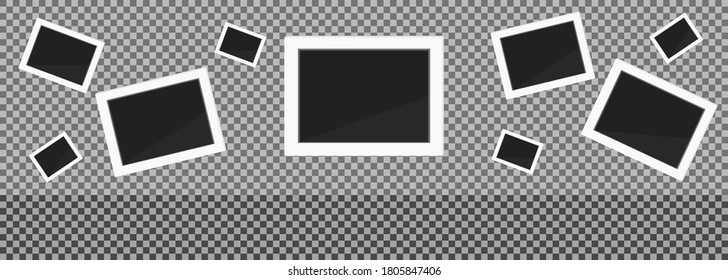 Marcos fotográficos blancos de diferentes formatos sobre un fondo transparente, marcos para imágenes e imágenes, gráficos vectoriales