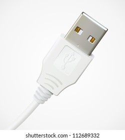 White photorealistic usb cable. Vector illustration