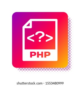 White PHP file document. Download php button icon isolated on white background. PHP file symbol. Square color button. Vector Illustration
