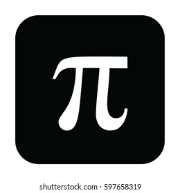 White Pi icon vector. Black button