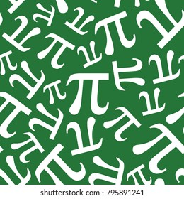 White PI on green background seamless pattern