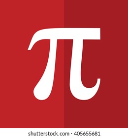 White Pi sign vector icon. Red background