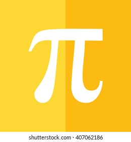White Pi sign vector icon. Yellow background