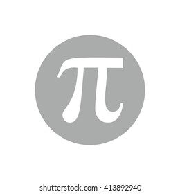 White Pi sign vector icon. Gray circle. Gray button