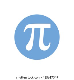White Pi sign vector icon. Blue circle. Blue button