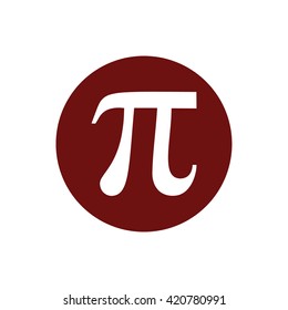 White Pi sign vector icon. Red circle. Red button