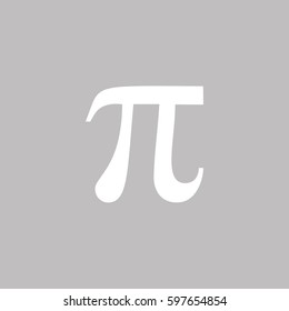 White Pi vector icon. Gray background