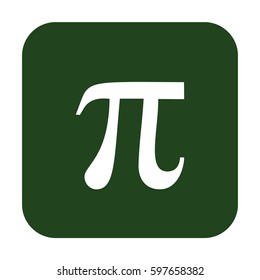 White Pi vector icon. Green button