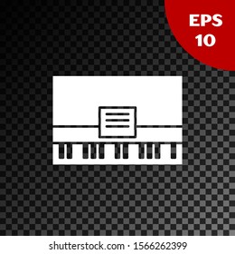 White Piano icon isolated on transparent dark background. Musical instrument.  Vector Illustration
