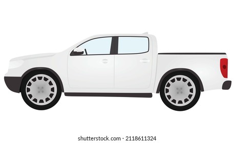 White pick-up car. vector illustration