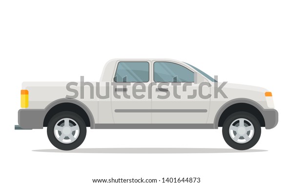 White Pickup Side View Blank Template Stock Vector (royalty Free 