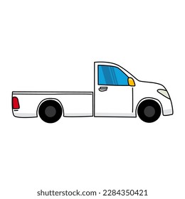 The White pickup truck transportation cartoon icon design. vector