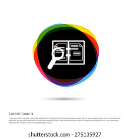 White pictogram icon creative circle Multicolor background. Vector illustration. Flat icon design style