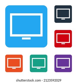 White Picture frame on table icon isolated on white background. Set icons in color square buttons. Vector Illustration