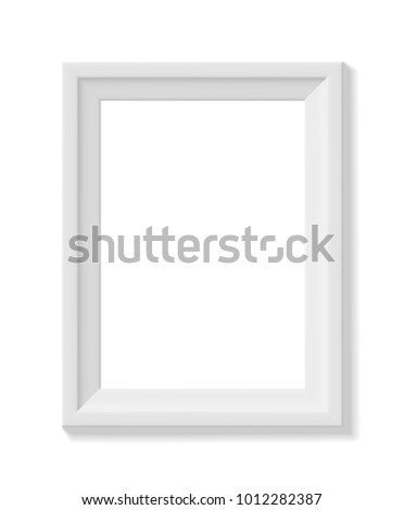 White picture frame with portrait orientation, isolated on white background. Vector illustration.