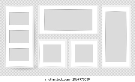 White picture frame, realistic vertical picture frame, picture frame mockup template isolated on transparent background ,  Flat Modern design , Illustration Vector  EPS 10