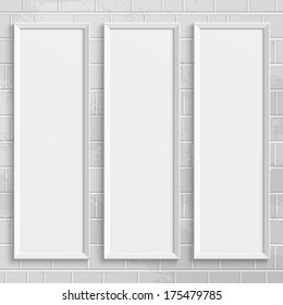 White picture frames isolated on white background. Vector illustration