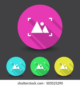 White Picture icon in different colors set