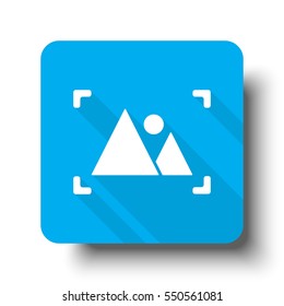 White Picture icon on blue web button