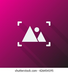 White Picture icon on pink background